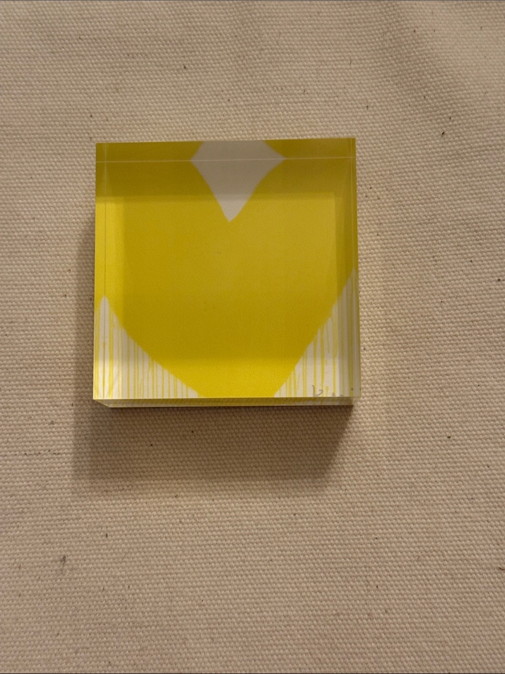 KERRI ROSENTHAL - IN MY HEART DRIPPY HEART BLOCK OF LOVE 2x2 Yellow Art